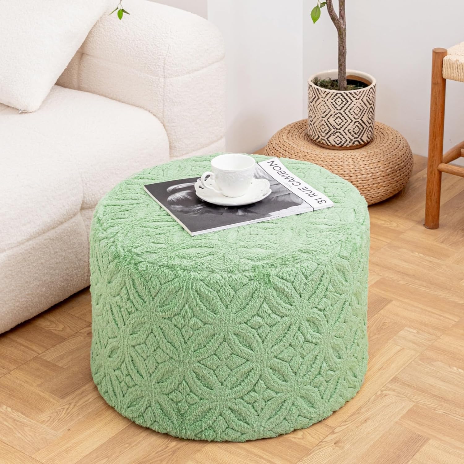 Plush Multi-Functional Ottoman Pouf – Ergonomic Ottoman Foot Rest with Space-Saving Design, Perfect Under Desks, Couches & Sofas (Sage Green)