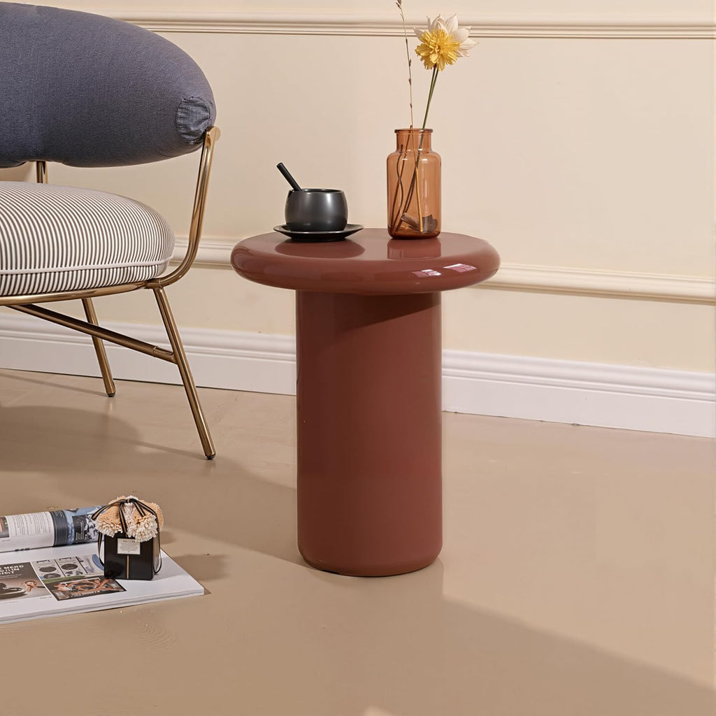 Acanva Modern End Tables with High Glossy Finish, Curved Edges, Accent Center Furniture for Living Room Home Office, Side Table, Sorrel