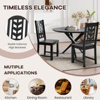 NAFORT Wood Dining Chairs Set of 6, Black Kitchen Chairs, Solid Rubber Wood Chair with Non-Slip Foot Pads, Max Load of 430 Lbs, Farmhouse Seat High Chevron Back Dining Room Chairs