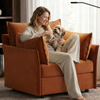 ABCASA Oversized Velvet Accent Chair with Removable Covers, Extra Deep Seat & Wide Reading Chair with 2 Pillows for Living Room, High Back, Terracotta
