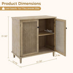 Fat Ant Buffet Cabinet with Storage, Rattan Sideboard Cabinet with 2 Magnetic Doors and Shelves, Kitchen Sideboard Accent Cabinet for Hallway, Entryway, Living Room, Kitchen, Natural