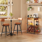 VASAGLE Bar Cabinets for Home, LED Coffee Bar with Power Outlets | Mini Bar for Liquor, Freestanding Wine Rack with Glass Holder, Dining Room, Rustic Brown, ISLAND Collection ULWR007K01S