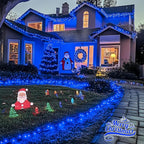 QITONG 165ft 500LED Blue Christmas Lights, String Lights Outdoor Waterproof Plug in, Green Wire Twinkle Tree Lights with 8 Modes