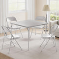 Folding Card Table, 34 Inch Square Folding Table, PU Padded Tabletop with Collapsible Legs, Sturdy Steel Frame, Portable Square Game Table for Home, Parties, Picnics, Games ( Table only) (Grey)