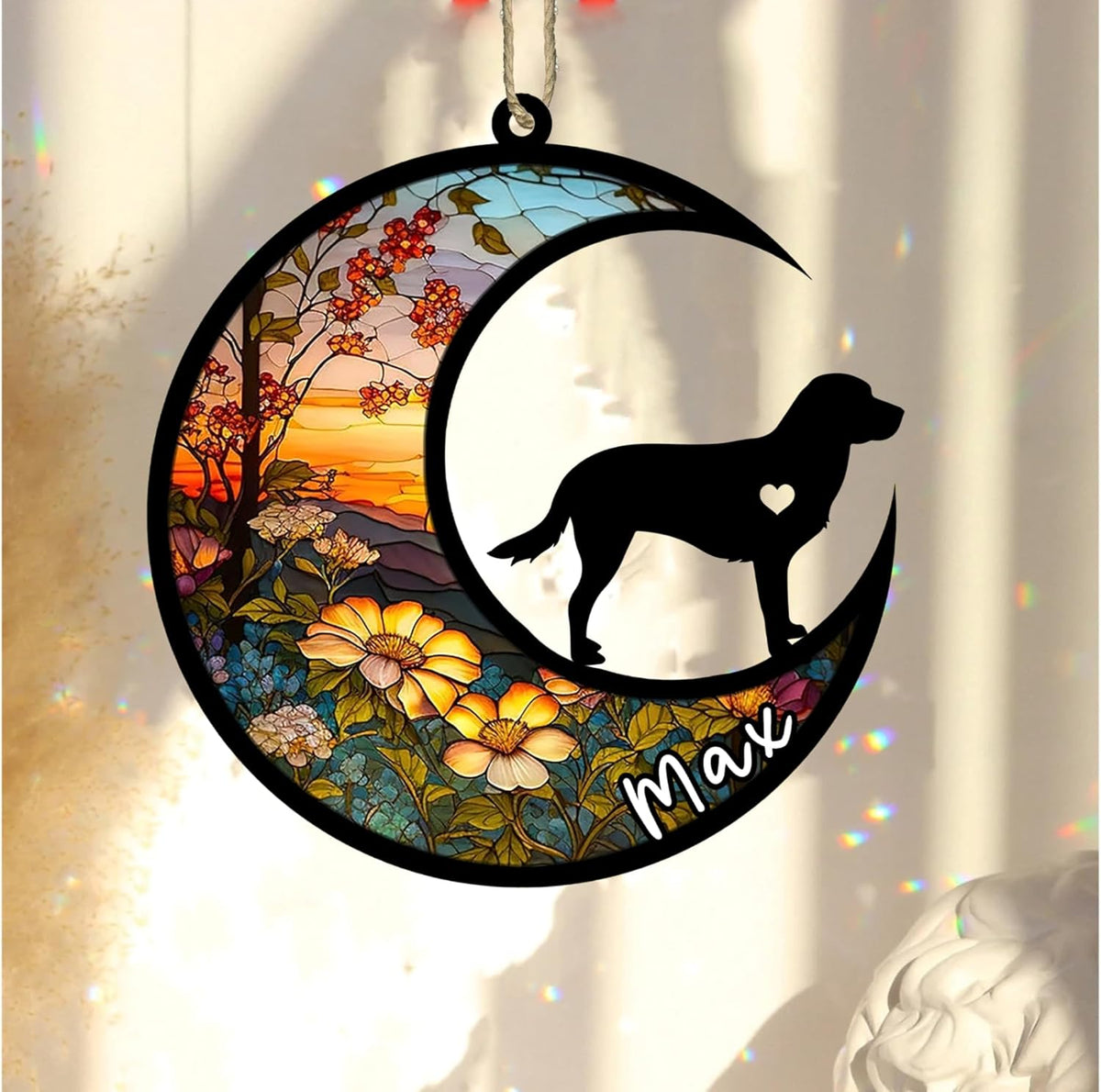Personalized Dog Memorial, Custom Name Labrador Retriever Dog Christmas Ornament with Name, Custom Breeds, Pet Loss Light Catcher, Gifts for Lovers Loss of Pet Sympathy on Mothers Day Christmas
