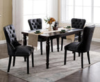 EALSON Modern Black Dining Chairs Set of 8 Mid Century Leather Dining Room Chairs with Wood Legs Tufted Upholstered Kitchen Side Chairs with Nail Head Trim for Dining Room/Living Room, Back with Ring