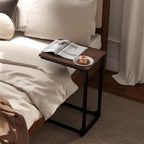 C Shaped End Table, C Shaped Under Couch Slider, Small Wood Under Sofa Sliding Side Table, for Living Room, Bedside, Laptop, Computer, TV Dinner, or Recliner, Walnut