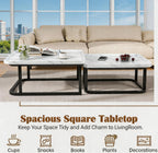 Set of 2 Nesting Coffee Tables, Space‑Saving Square Side Table Set, White | Stackable Design, Mid‑Century Modern Style, Multi‑Scene Usage, Ideal For Living Room, Bedroom And Balcony Decor