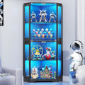 BROTTAR Lighted Corner Display Cabinet with Glass Doors for Collectibles