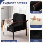 MAXYOYO Accent Chair, Modern Living Room Chair with Metal Frame | Upholstered Reading Chair with Support Cushion, Comfortable Seating for Living Rooms, Bedrooms, Balconies or Porches, Black