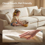 Amsleekey 108" Cloud Sectional Couch with 2 Washable Cover Sets | L-Shaped Modular Sofa with Ottoman, Deep Seat Couch for living room, DIY Covers in White and Green
