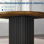 GarveeHome 47" Round Dining Table for 4-6 People, Dining Room Table with Sturdy Waveform Metal Pedestal Base, Farmhouse Circle Kitchen Table for Dining Room, Kitchen