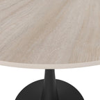 LeisureMod 35" Round Dining Table with Sintered Stone Top – Modern Black Pedestal Base Mid-Century Café Table for Kitchen & Dining Room