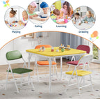 IDEALHOUSE 3 Piece Folding Kids Table and Chairs Set, Activity Table Set | 5 Piece Set for Dining Room,Daycare,Classrooms