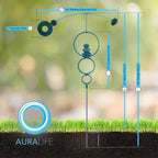 Kinetic Wind Spinner Zen Circles | Metal Modern Yard Art Garden Sculpture | Outdoor Steel Decor with Rock Cairn by Aura Life (Bare Steel)