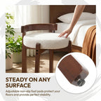 HNY Modern Boucle Ottoman : Upholstered Vanity Chair with Solid Wood Legs, Cute Round Footrest for Bedroom & Living Room, White
