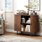 Buffet Cabinet with Storage, Fluted Sideboard Buffet with Sliding Door, Coffee Bar Cabinet with Adjustable Shelf, Console Table, Accent Table for Entryway, Kitchen (Walnut, 40 Inch)