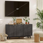 HOMCOM Sideboard Buffet Cabinet with Storage, 55" Fluted Modern Buffet Table Coffee Bar Console Cabinet with 2 Adjustable Shelves, 4 Doors for Dining Room, Living Room, Hallway, Dark Gray