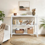 Hoctieon Industrial Console Table, 3 Tier Entryway Table, Metal Frame, Sofa Table with Shelf, Hallway Table, Entrance Table for Entryway, Living Room, Foyer, Hallway, White