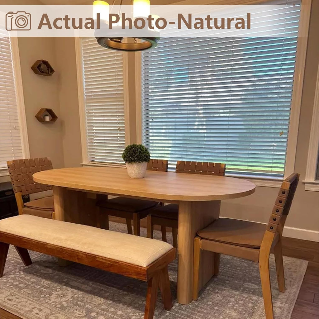 GarveeHome Oval Dining Table for 6-8 People, Long Large Kitchen Table with Thick Sturdy Wooden Base, Farmhouse Dining Room Table for for Kitchen, Living Room, Office (70.87" Long,Natural)