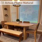 GarveeHome Oval Dining Table for 6-8 People, Long Large Kitchen Table with Thick Sturdy Wooden Base, Farmhouse Dining Room Table for for Kitchen, Living Room, Office (70.87" Long,Natural)