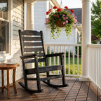 Rocking Chair Set of 2,All Weather Courtyard for Outside Balcony Gardens，High Back Outdoor Rocking Chair with 400lbs，Black