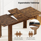 Giantex Extendable Dining Table for 4/6/8, 47"-62" Farmhouse Kitchen Table, Space-Saving Transformer Table for Dinette, Home Office, Living Room, Small Space (Rustic Brown)