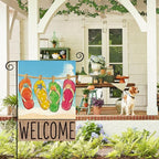 AVOIN colorlife Summer Beach Flip-flop Garden Flag 12x18 Inch Double Sided, Welcome Seasonal Holiday Burlap Yard Outdoor Decoration