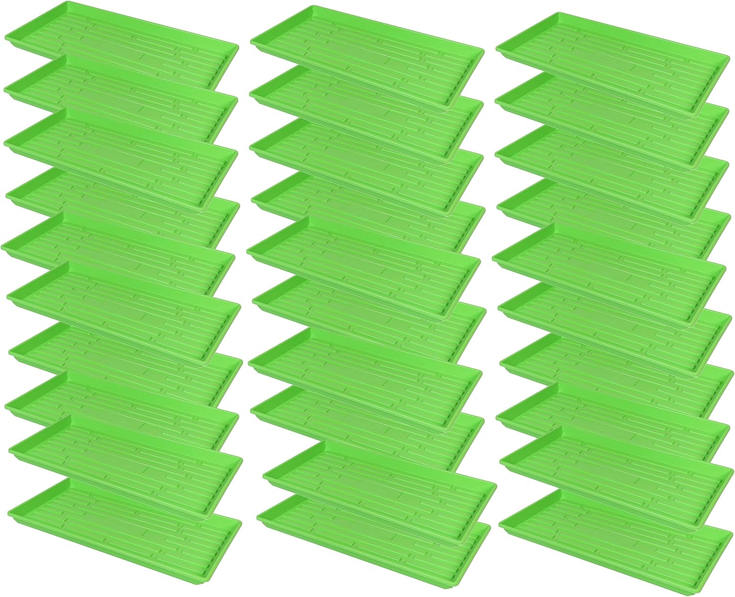 SUNPACK 10" x 20" Heavy Duty Shallow Plastic Seed Starting Tray, Green, 1" (Pack of 30) - No Drainage Holes, Perfect for Greenhouses or Indoor Gardening