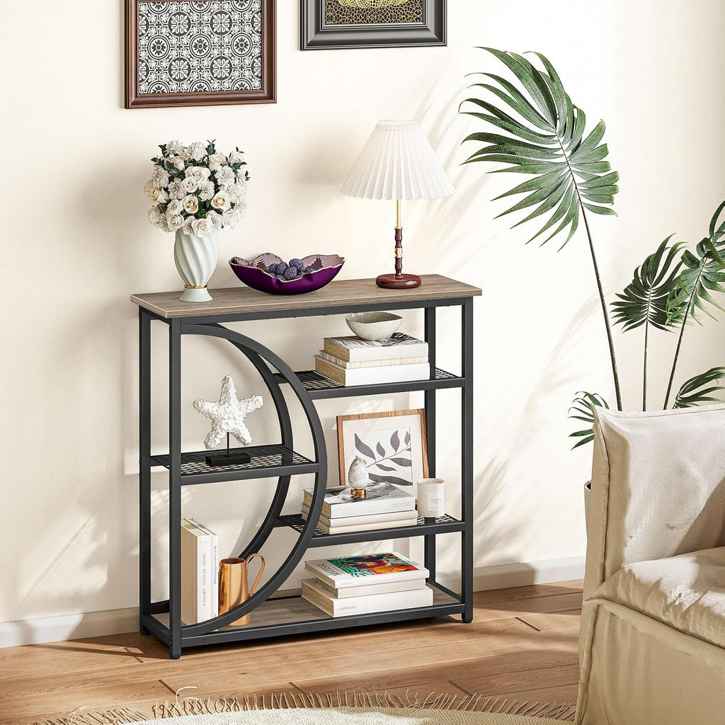 Snughome Entryway Table, Narrow Console Table, Industrial Sofa Table with 5 Tier Storage Shelves, Entrance Table for Hallway, Behind The Couch, Living Room, Foyer, Grey