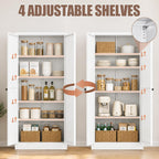 Metal Pantry Cabinet, Kitchen Pantry Storage Cabinets | with Doors and 4 Shelves, White Kitchen Pantry Cabinet for Home Office Living Room