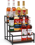 Coffee Syrup Rack Organizer, 3 Tier 12 Bottles Holder Stand for Coffee Bar | Coffee Syrup Liquor Bottle Display Shelf Bar Shelf Stand Countertop Rack for Syrup, Wine, Spice