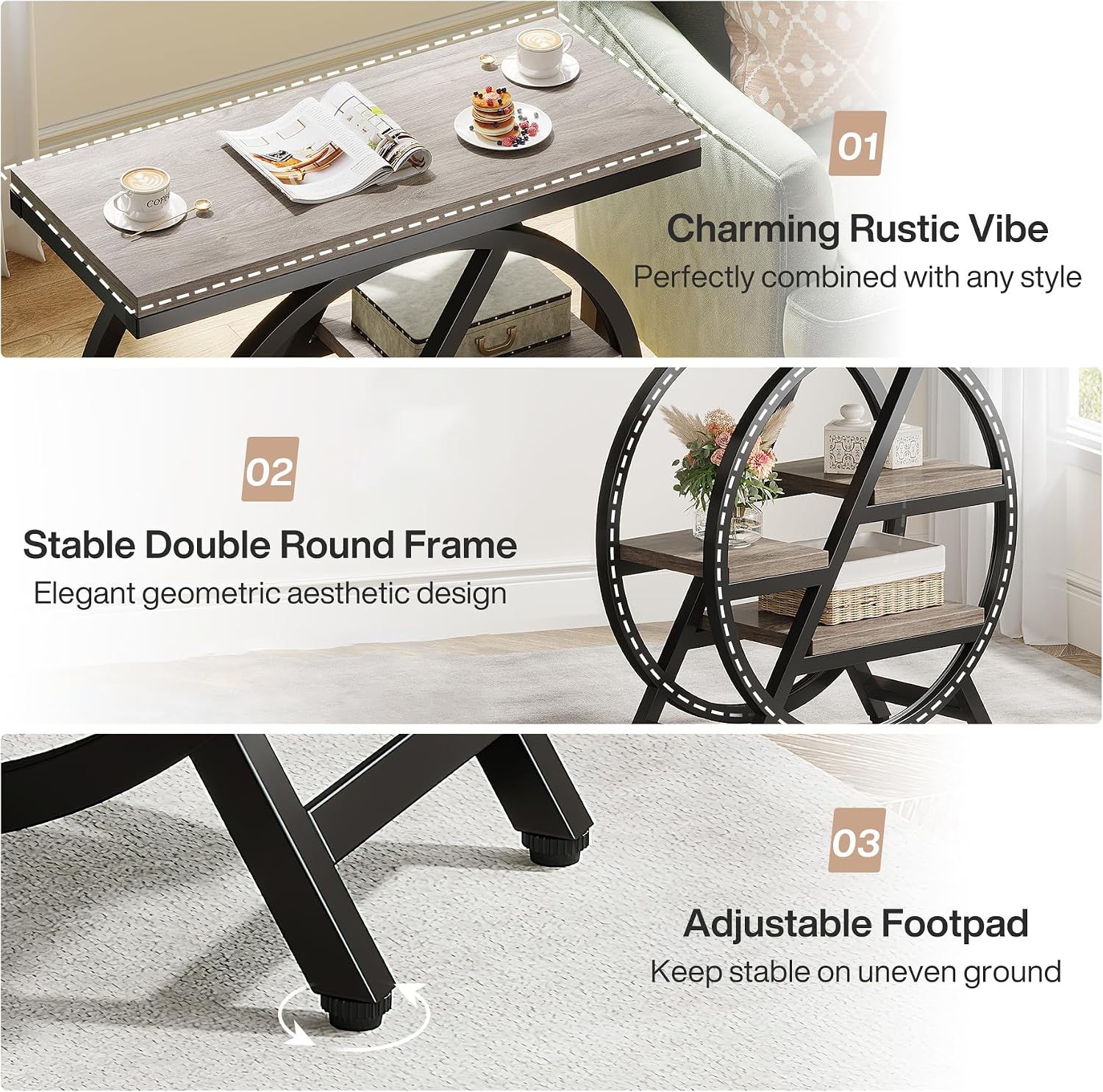LITTLE TREE Set of 2 End Table, 4-Tier Narrow Side Table
