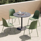 KISLOT Dining Chairs Set of 4, Plastic Outdoor Dining Room Chairs with Metal Legs, PP Anti-UV Stackable Patio Chairs with Ergonomic Back for Kitchen Swimming Pool, Easy Assembly, Green