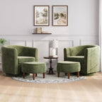 360° Swivel Accent Chair with Storage Ottoman Set of 2 | Small Modern Velvet Barrel Chair, Upholstered Armchair with Footrest for Living Room/Reading/Bedroom, Green