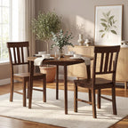 COSTWAY Wood Dining Chairs Set of 4, Solid Rubber Wood Kitchen Side Chair w/Wide Contoured Seat & High Back, Armless Farmhouse Accent Chairs for Kitchen, Living Room, Small Dining Nooks (Dark Brown)