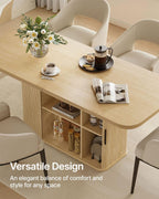 SUNCOZE Mid-Centur Dinner Tables for 4/6/8, 70.9" Rectangle Dining Room Table with Large Tabletop and Sliding Tambour Doors, Fluted Dining Table 2-Layer Storage for Kitchen and Living Room, Wood