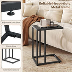 HAPPYGRILL C-Shaped Side Table with Metal Frame, Adjustable Foot Pads, Small Industrial End Table for Couch Sofa, Living Room Bedroom Office(1)
