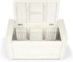 Bruno Handmade 32 Inch Rattan Wicker Chest Storage Trunk Organizer Ottoman W/Cushion White Color