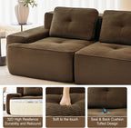 Oversized Modular Sectional Sofa, Modern V Shaped Corner Couch with Ottoman, Comfy 5 Seater Cloud Sleeper Sofa with Deep Seat, Customizable Layout Couches for Living Room, Apartment, Brown