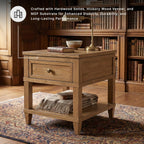 Signature Design by Ashley Sharlance End Table with Drawer, Built-in USB-A & USB-C Charging Ports, Hardwood and Hickory Veneer Side Table for Living Rooms, Light Brown, 20'' W x 26'' D x 24'' H