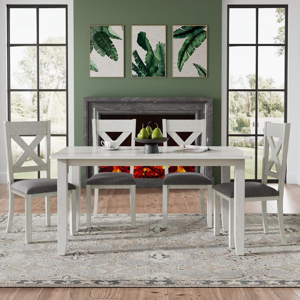 Peatuk Solid Wood Dining Chair Set of 2, Part of Dining Table Set, Mix and Match Table, Chair Sold Separately for Dining Room, Kitchen, Grey