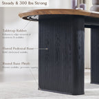 T4TREAM 63" Fluted Oval Dining Table for Kitchen Living Room,Brown&Black