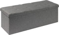 PINPLUS Folding Storage Ottoman Bench, Grey Linen | Linen Storage Chest with Padded Seat, Blanket Organizer, Footrest Stool and End of Bed Bench for Bedroom or Living Room