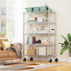 5-Shelf Storage Shelves,Wire Shelving Heavy Duty Metal Storage Shelving Unit Adjustable Garage Shelving Rack Pantry Kitchen (Chrome, 5 Tier,17.7" D x 47.2" W x 76.7" H)