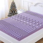 MUXHOMO 2 Inch 7-Zone Twin Mattress Topper, Egg Crate Foam Mattress Topper Twin Size for Back Pain, Lavender Cooling Gel Infused Bed Pad, CertiPUR-US and Oeko-TEX Certification (38"×75")