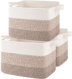OIASKET Storage Baskets for Organizing, Woven Baskets for Shelves, Rectangle Decorative Organizer for Storage Clothes, Toy, Books, Towels Nursery Bins 3 Pack (Gradient Yellow, 15.75"x11.8"x9.85")