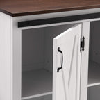 SEI Furniture - Leshire Barn-Door Kitchen Island - Transitional Design, Brown Finish - Ideal for Kitchen, Dining Room (KA1068861)