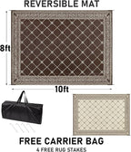 HiiARug 8x10 Outdoor Rug Outdoor Patio Rug, Reversible Waterproof Plastic Straw Rug Large Outdoor Rugs (8x10Ft, Brown)