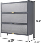 3 Tier Pantry Storage Cabinet with PC Glass Doors Baker Rack Kitchen Storage Cabinet Freestanding Microwave Stand with Adjustable Shelves Multi-Purpose Organizer for Kitchen Dining Room Black